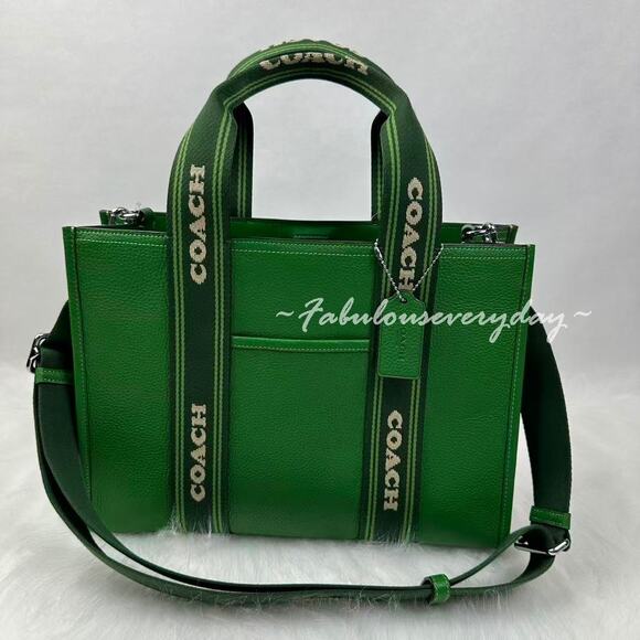 Coach Smith Tote Bag Crossbody In Leather/Silver/Kelly CBM10 NWT - Picture 1 of 9